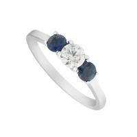 18ct white gold 0.40 carat diamond and sapphire three stone ring