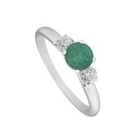 18ct white gold emerald and 0.24 carat diamond three stone ring