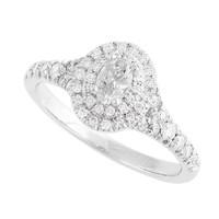 18ct white gold 065 carat oval diamond halo ring