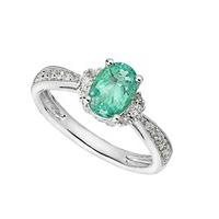 18ct white gold emerald and 0.15 carat diamond ring