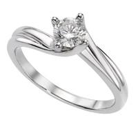 18ct white gold 0.50 carat diamond solitaire twist ring