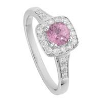 18ct white gold 0.25 carat diamond and pink sapphire ring