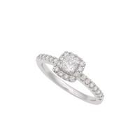 18ct white gold 0.61 carat cushion cut diamond halo ring