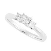 18ct white gold 0.50 carat princess cut diamond three stone ring