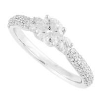 18ct white gold 100 carat diamond three stone shoulder set diamond rin ...