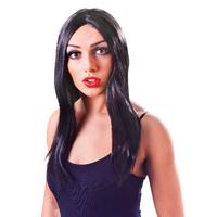 18 long black centre parting wig