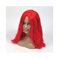 18 red ladies long wig with centre parting