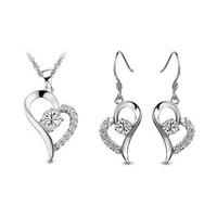 18K Gold Plated Heart Pendant and Earrings with Swarovski Crystal