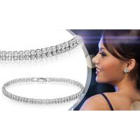 18K White Gold Plated Tennis Bracelet With Clear Cubic Zirconia Crystals