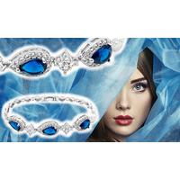 18K White Gold plated Bracelet With Simulated Blue Sapphires