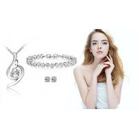 18k White Gold Plated Twisted Tri Set