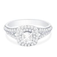 18ct White Gold Diamond Square Double Halo Bridal Set SKR11817-100 M