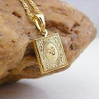 18k golden plated allah muslim book pendant