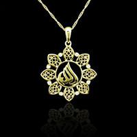 18K Real Gold Plated Allah Muslim Zircon Pendant Necklace