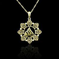 18k real gold plated allah muslim zircon pendant necklace