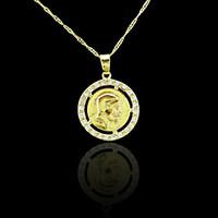 18k real gold plated coin zircon pendant 3424cm