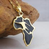 18K Golden Plated Map Of Africa Football Pendant