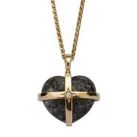 18ct Gold, Bluestone & Diamond Heart Pendant