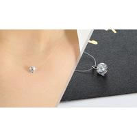 18K White Gold Plated Swarovski Elements Invisible Chain Stud Necklace