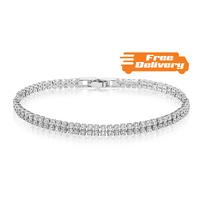 18K White Gold-Plated Tennis Bracelet with Clear CZ Crystals