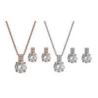 18k rose gold or white gold pendant and earrings set with crystals fro ...