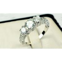 18K White Gold Plated Crystal Ring