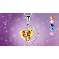 18k white gold plated dual heart necklace 5 colours
