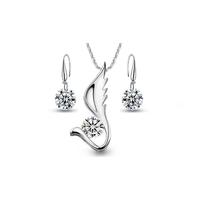 18k white gold plated star wings duo set