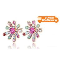 18K Gold-Plated Flower Stud Earrings - Free Delivery!