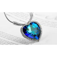 18K White Gold Plated Heart of the Ocean Necklace