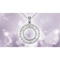 18K White Gold Plated Circle Zircon Necklace