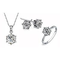 18K White Gold Plated Solitaire Crystal Set