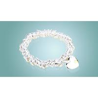 18k white gold plated heart charm bracelet