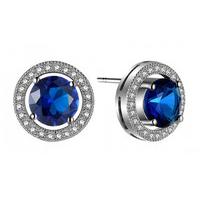 18k white gold plated earrings with lab created blue sapphires