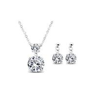 18k white gold plated necklace and earrings set with swarovki elements