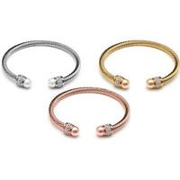18k gold plated mesh bangle with swarovski pearls 3 colours