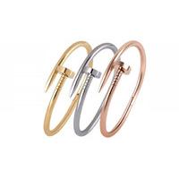 18k gold plated hinged cuff screw nail bangle