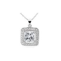 18K White Gold-Plated Square-Shaped Pendant with Swarovski Elements