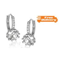 18k white gold plated simulated sapphire earrings free delivery