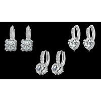 18k White Gold-Plated Earrings with Swarovski Elements - Set of 3 Designs