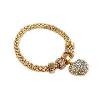 18K Gold-Plated Swarovski Elements Heart Charm Bracelet