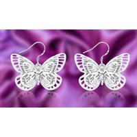 18K White Gold Plated Butterfly Earrings