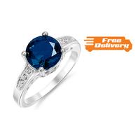18K Gold Plated 2.33ct. Simulated Sapphire Ring - 4 Sizes