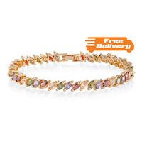 18K Rose Gold Plated Multi-Coloured Simulated Sapphire Bracelet - Free Delivery!