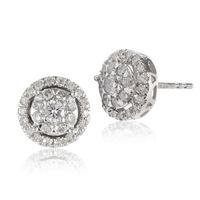 18ct White Gold 0.54ct Diamond Halo Stud Earrings