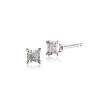 18ct White Gold Princess Cut 0.10ct Diamond Stud Earrings