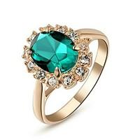 18K Rose Gold Plated Emerald Green/Blue/Red Ring Elegant Jewelry CZ Diamond Austrian Crystal Stellux