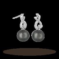 18ct Gold 10-11mm Tahitian Pearl & Diamond Drop Earrings