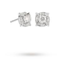 18ct White Gold 0.50ct Diamond Rosette Halo Stud Earrings