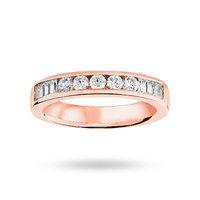 18 Carat Rose Gold 0.50 Carat Brilliant Cut and Baguette Channel Set Half Eternity Ring